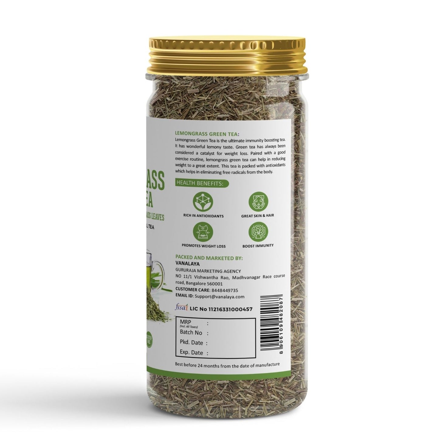 Vanalaya Lemongrass Green Tea for Detox Weight Loss & Digestion