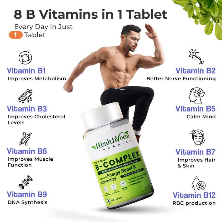 Health Veda Organics B-Complex Tablet - Plant-Based - 120 Veg Tablets