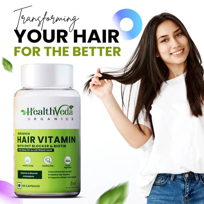 Health Veda Organics Advance Hair Vitamin with DHT Blocker & Biotin Capsule