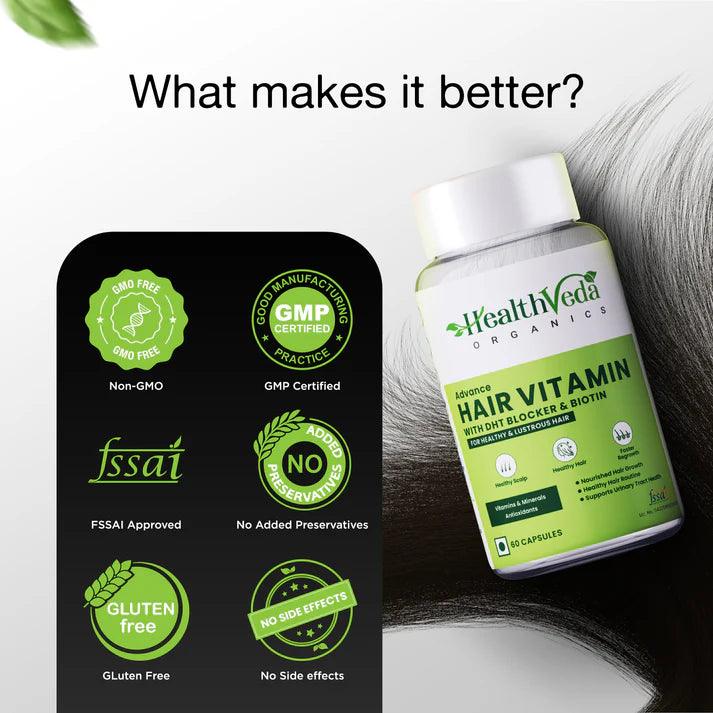 Health Veda Organics Advance Hair Vitamin with DHT Blocker & Biotin Capsule
