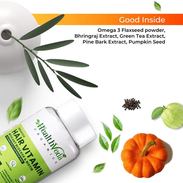 Health Veda Organics Advance Hair Vitamin with DHT Blocker & Biotin Capsule