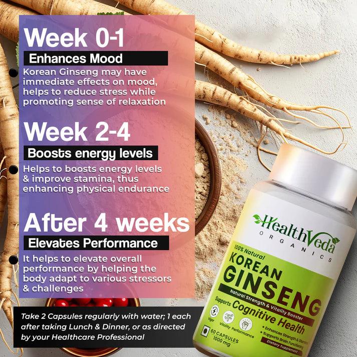 Health Veda Organics Korean Red Ginseng Capsule - 60 Veg Capsules
