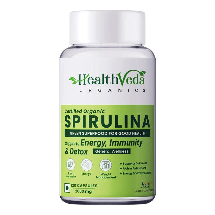 Health Veda Organics Spirulina 2000mg Veg Capsule for Weight Management & Immunity