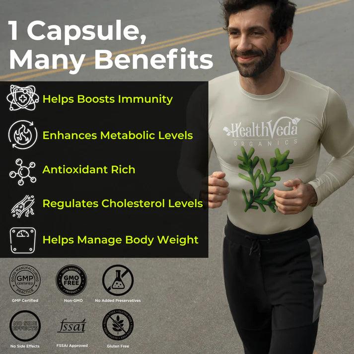 Health Veda Organics Spirulina 2000mg Veg Capsule for Weight Management & Immunity