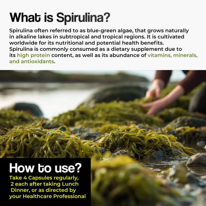 Health Veda Organics Spirulina 2000mg Veg Capsule for Weight Management & Immunity