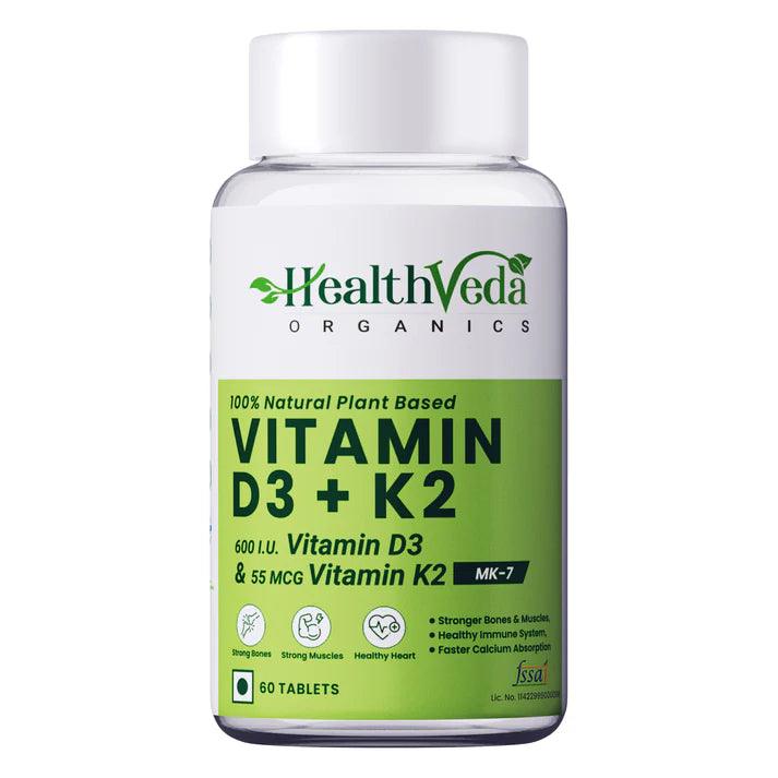 Health Veda Organics Vitamin D3 + K2 Healthy Bones Tablet - 60 Tablets