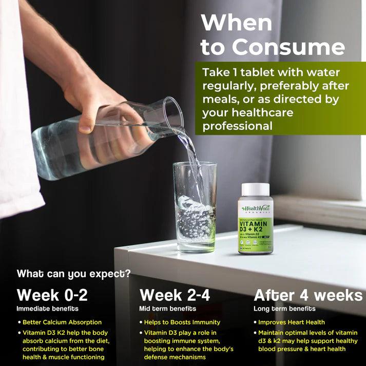 Health Veda Organics Vitamin D3 + K2 Healthy Bones Tablet - 60 Tablets