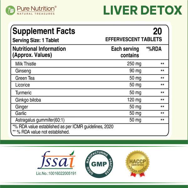 Pure Nutrition Liver Detox 20 Effervescent Tablets