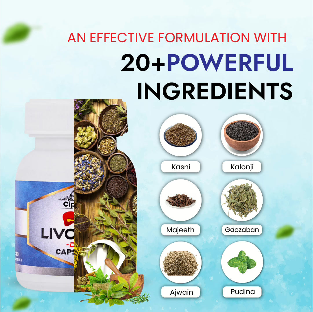 Cipzer Livo Life-DS - 30 Capsules | Herbal Liver Tonic for Fatty Liver, Jaundice & Digestion Support
