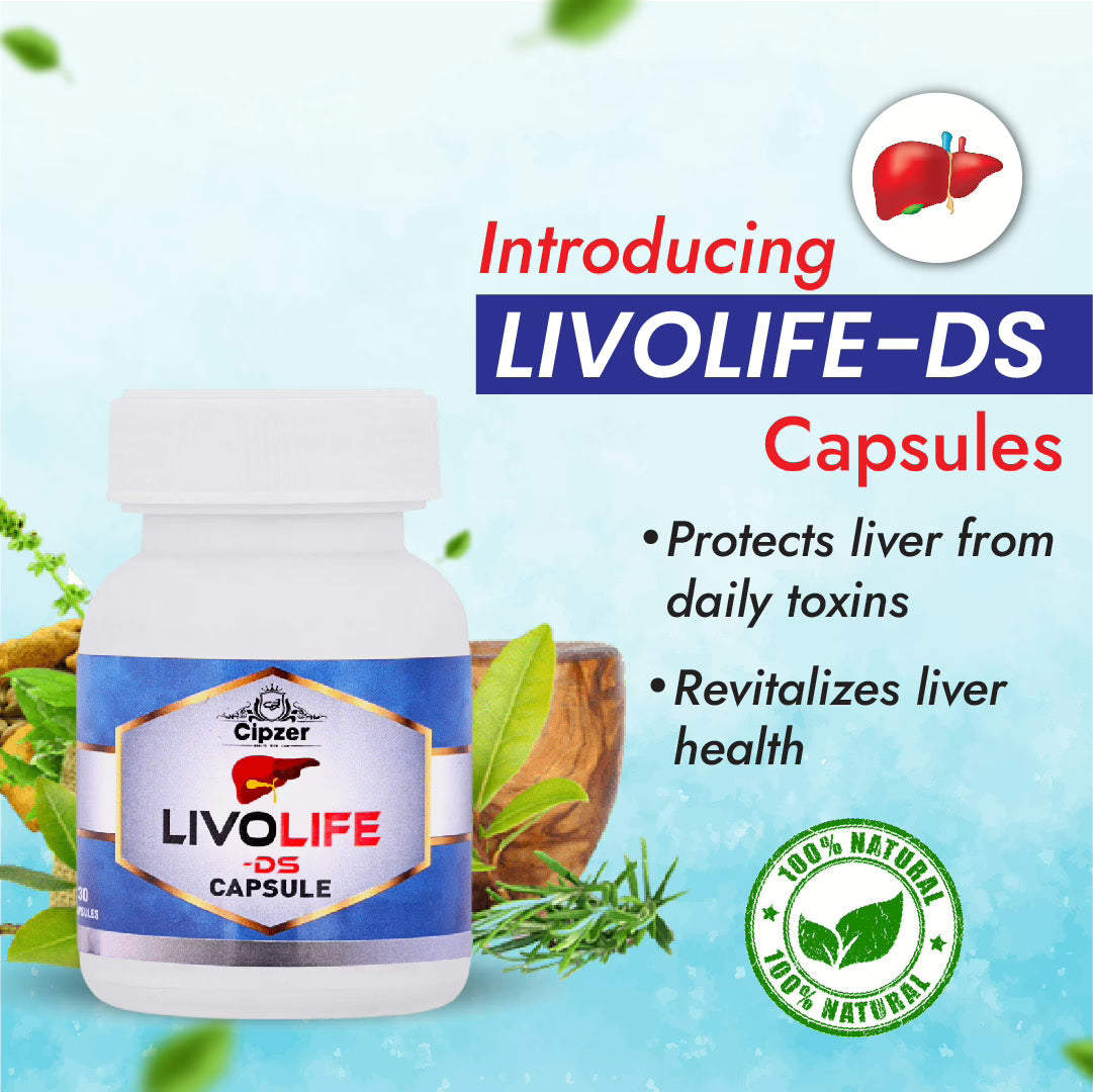 Cipzer Livo Life-DS - 30 Capsules | Herbal Liver Tonic for Fatty Liver, Jaundice & Digestion Support