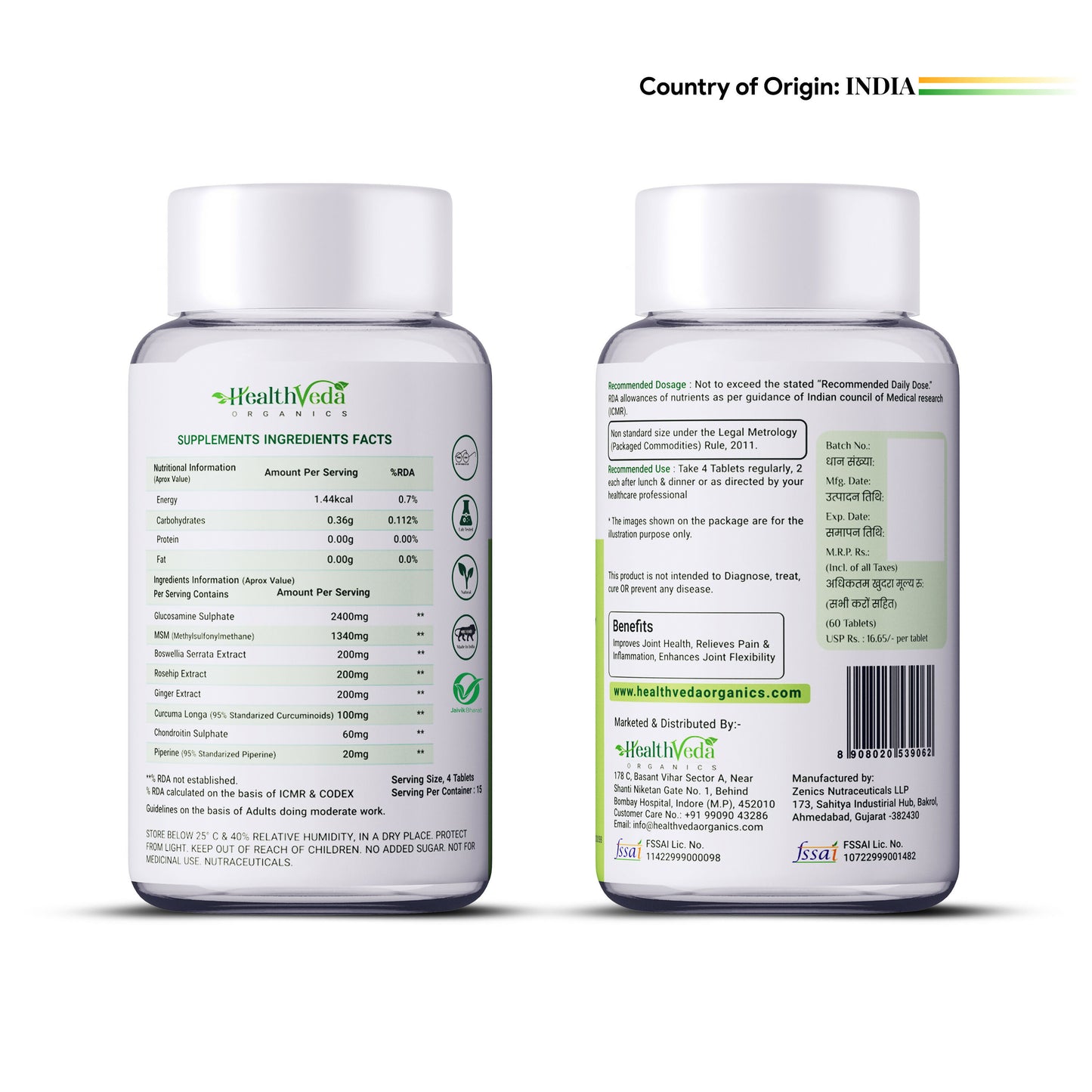 Health Veda Organics Glucosamine Chondroitin Tablet - 4520mg | For Joint Health