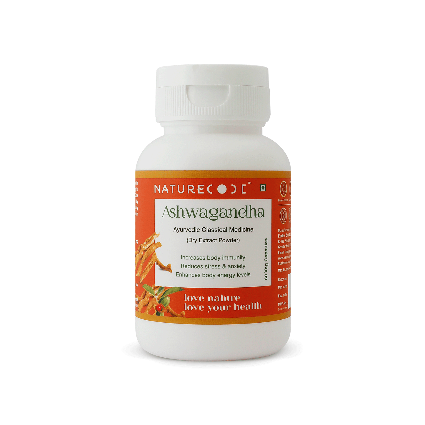 Nature Code Ashwagandha Veg Capsule - 60 Capsules