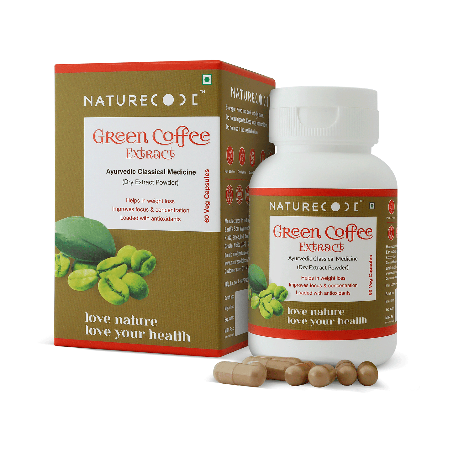 Nature Code Green Coffee Extract Veg Capsule - 60 Capsules