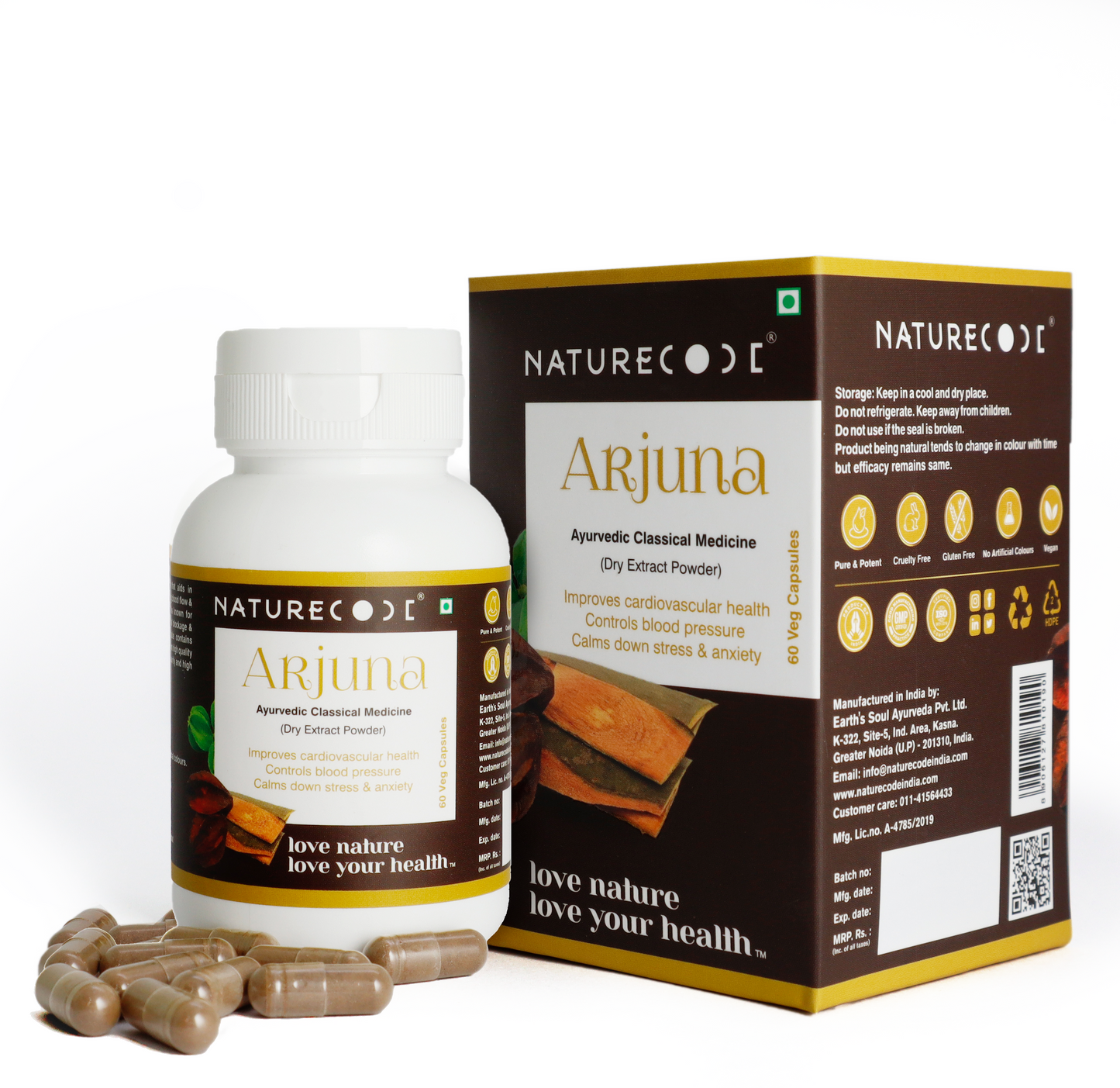 Nature Code Arjuna Veg Capsule - 60 Capsules