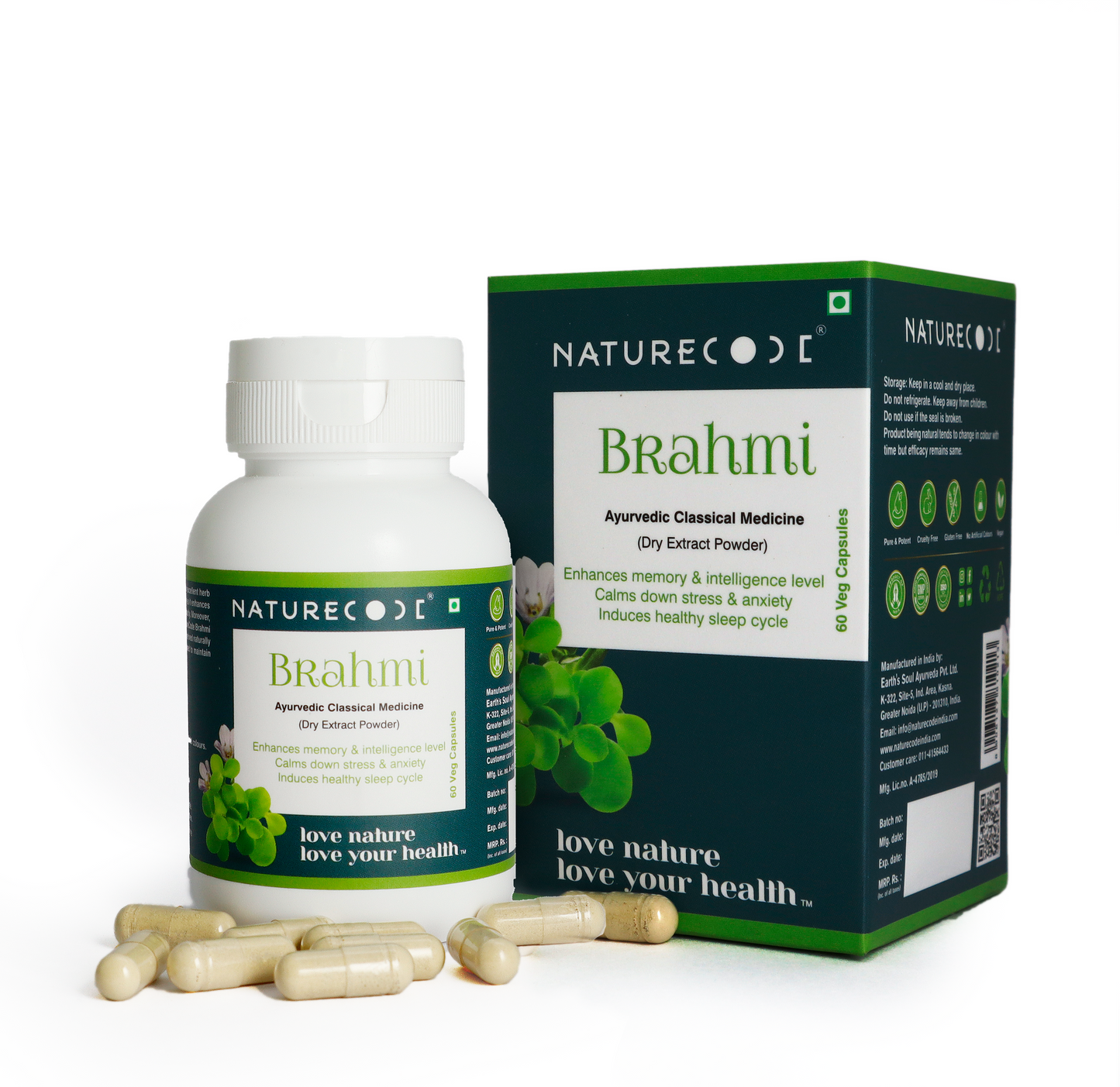 Nature Code Brahmi Veg Capsule - 60 Capsules