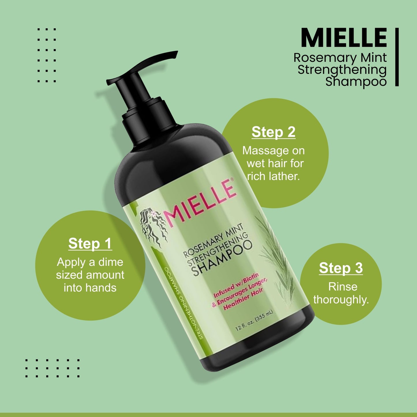 Mielle Rosemary Mint Strengthening Shampoo with Biotin | 355 ML