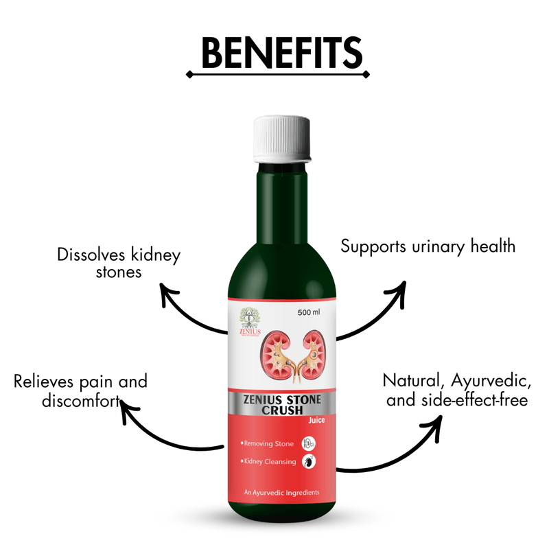 Zenius Stone Crush Juice - Ayurvedic Juice to Dissolve Kidney Stones and Support Urinary Tract Health - 500ml Juices