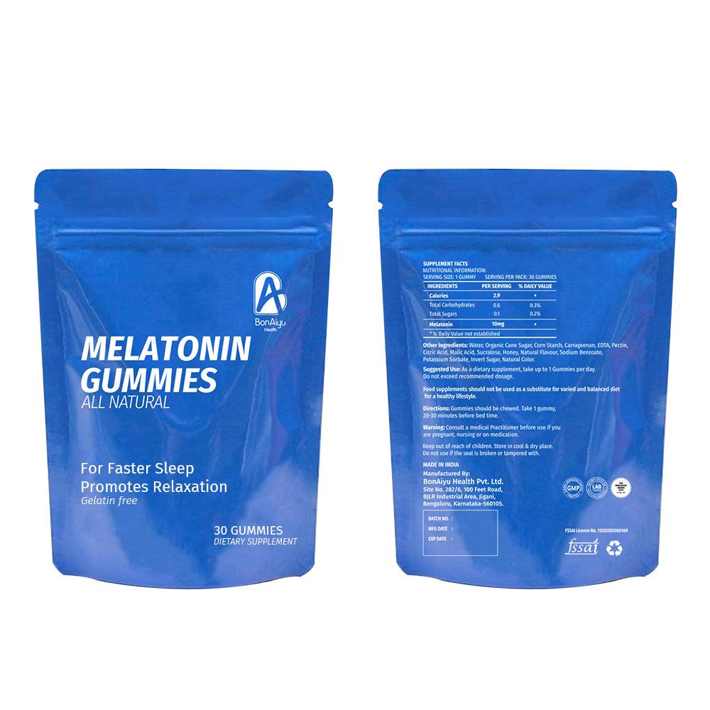 BonAiyu Melatonin Gummies All Natural Gelatin Free Promotes Sleep (30 Gummies)