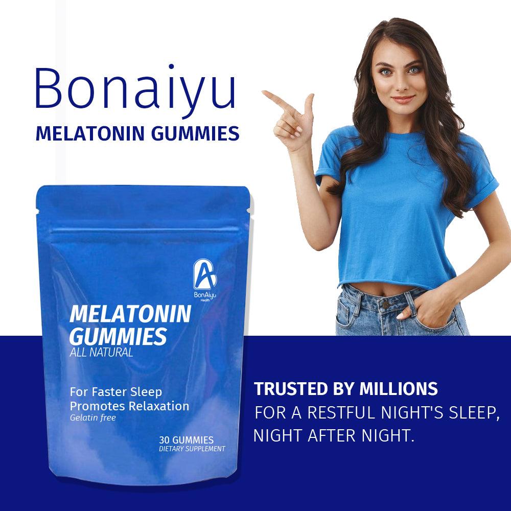 BonAiyu Melatonin Gummies All Natural Gelatin Free Promotes Sleep (30 Gummies)