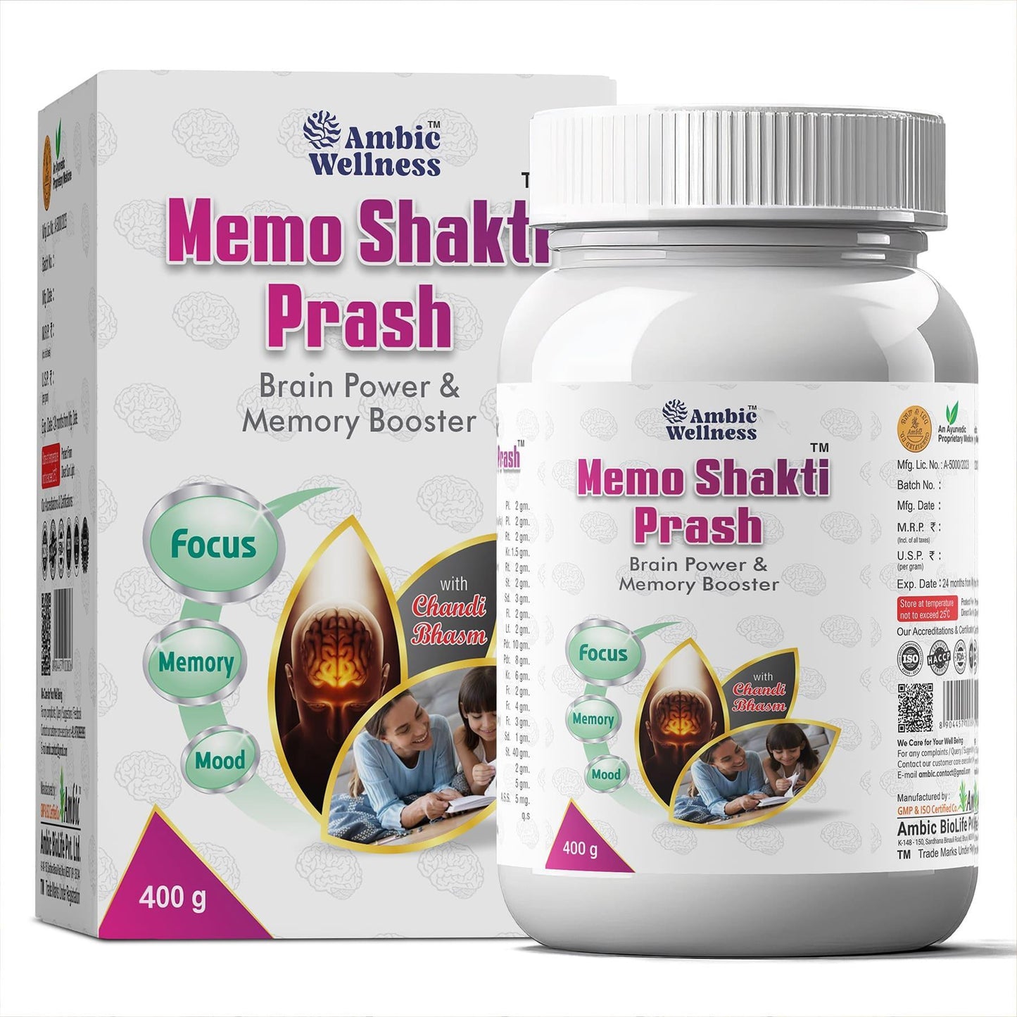 Ambic Wellness Memo Shakti Prash Increase Brain Power & Memory Booster 400 gm