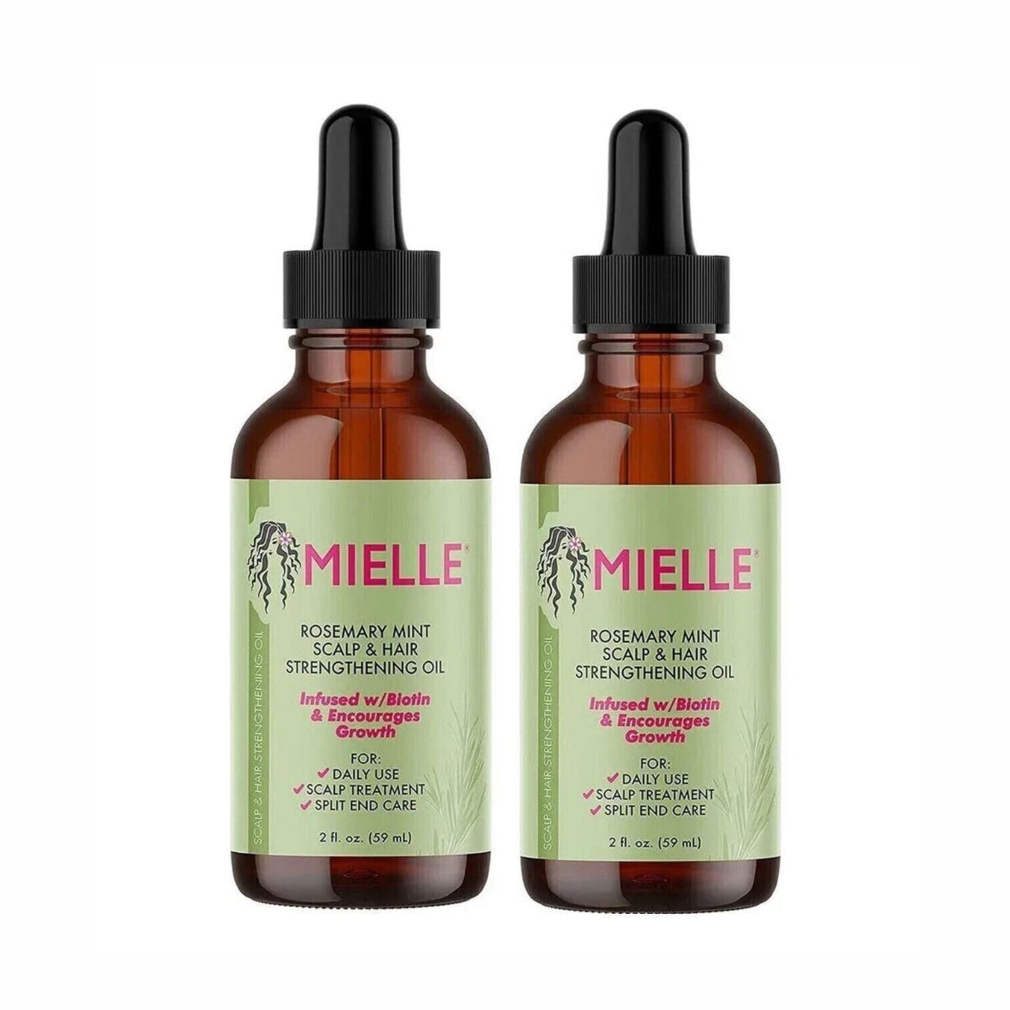 Mielle Natural Rosemary Hair Oil – Promotes Hair Growth & Reduces Hair Fall | 2 Pack 59ml