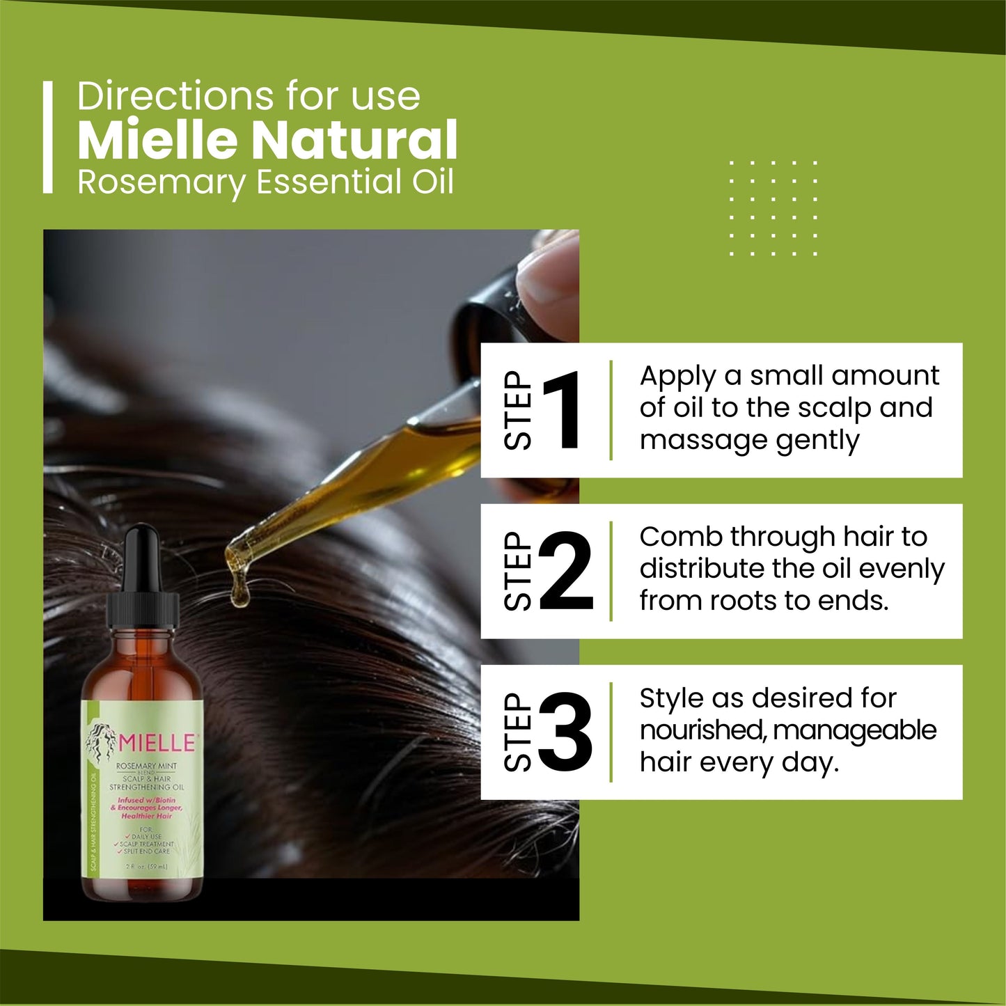 Mielle Natural Rosemary Mint Hair Oil with Biotin – Strengthen & Nourish Hair, Reduce Hair Fall | 59ml