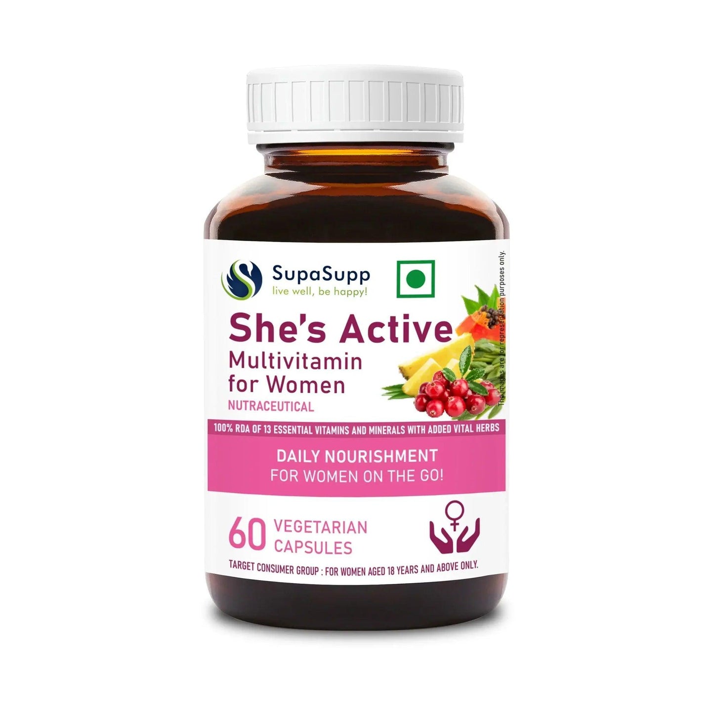 Sri Sri Tattva Supasupp upaSupp She's Active - Multivitamin For Women, Daily Nourishment Vegetarian Capsule