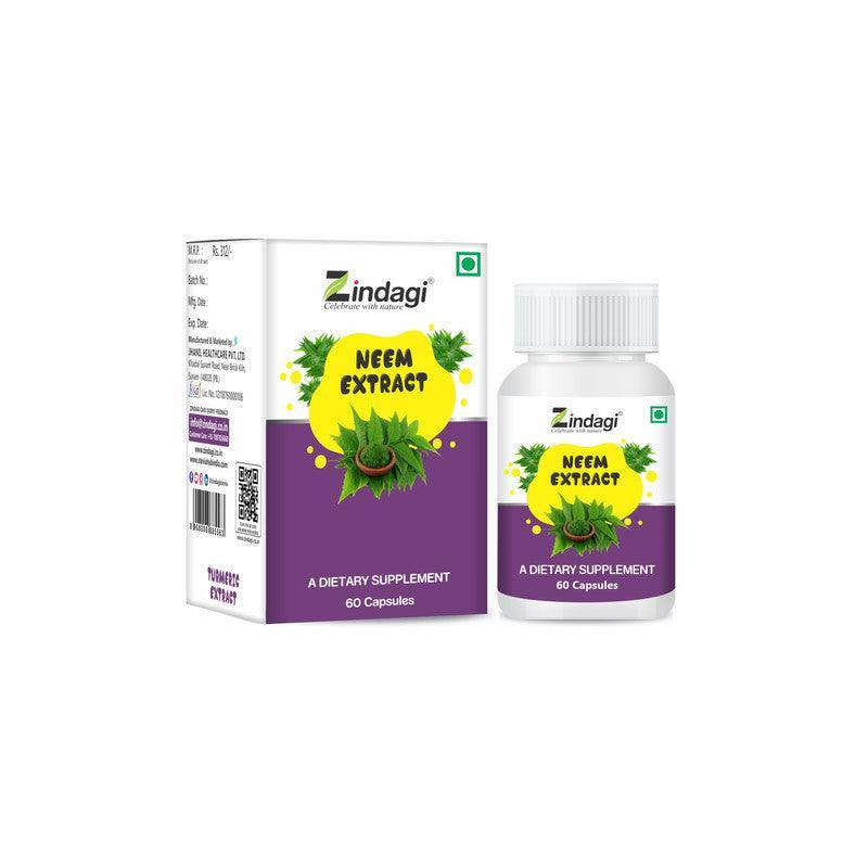 Zindagi Neem And Turmeric Ayurvedic Capsules - Powerful Antioxidant Capsules Combo Pack (60 Caps Each)