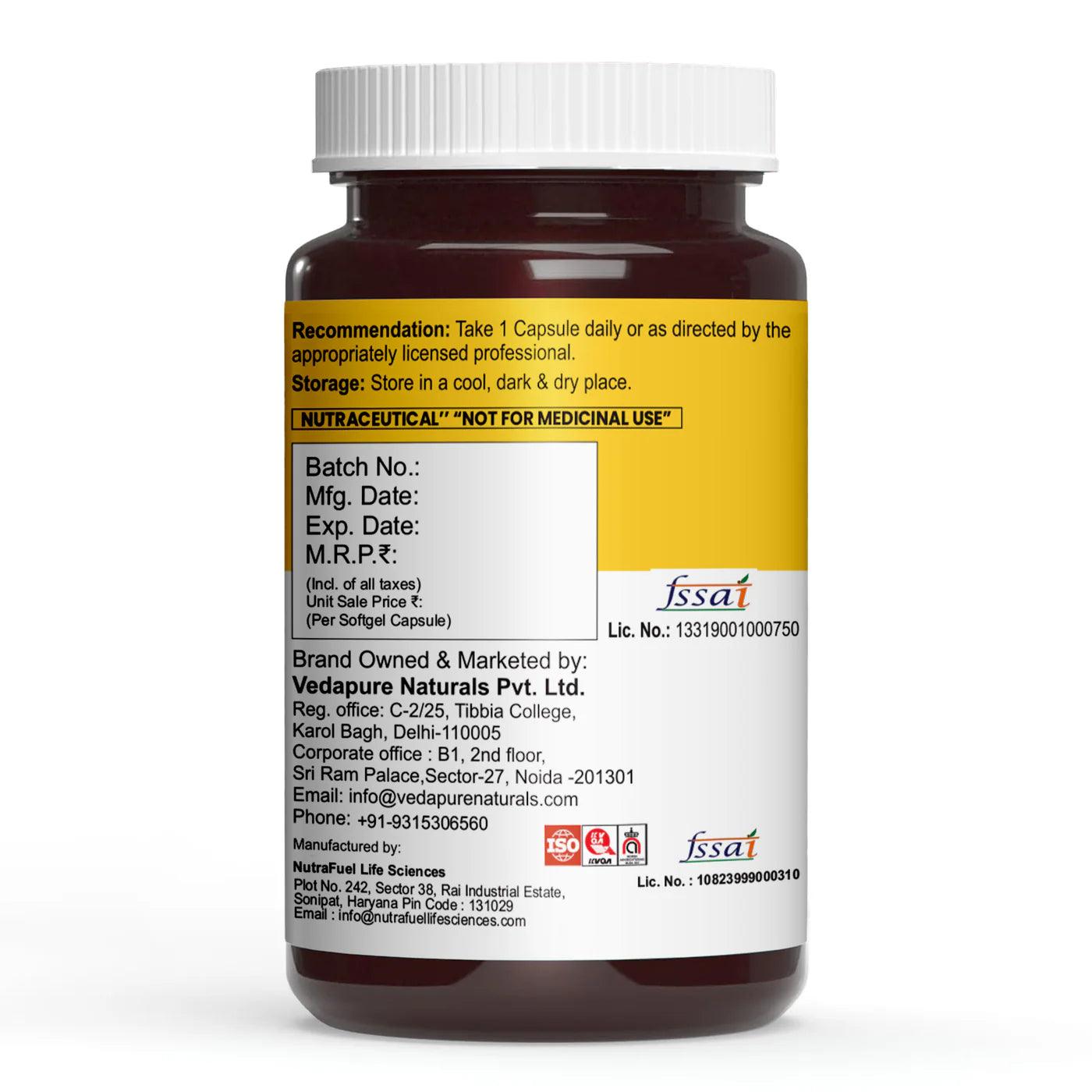 Vedapure Omega 3 Fish Oil Capsules Fatty Acid for Men & Women 1000 mg