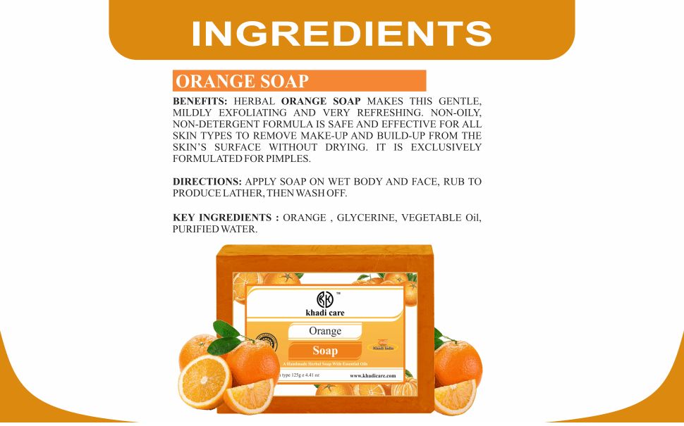 Khadi Care Herbal Orange Soap - 125g