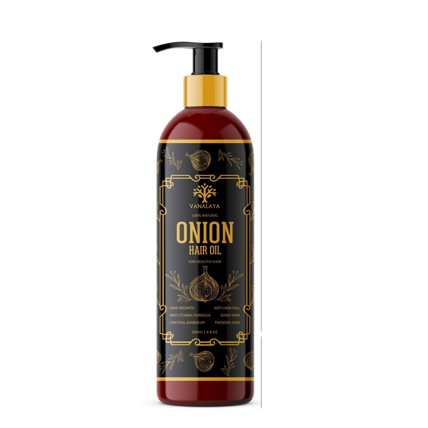 Vanalaya Onion Hair oil with Natural oils, Natural herbs and Onion Extract for Men and Women 200ml