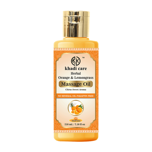 Khadi Care Herbal Orange & Lemongrass Massage Oil Paraffin-Mineral Oil Free - 210ml