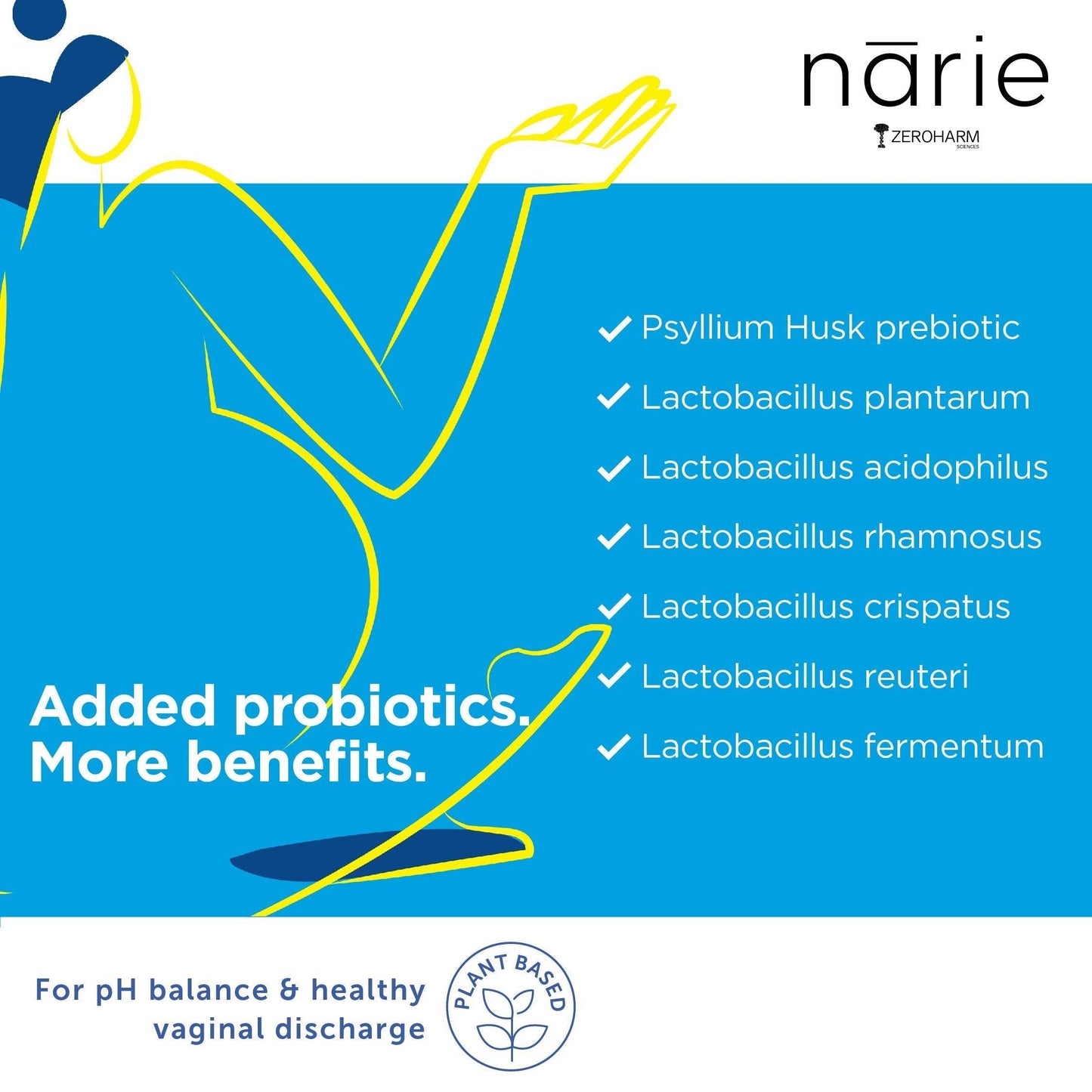 Zeroharm Sciences Narie Discharge Capsule | For healthy white discharge | Prevents UTI and yeast infection 60 Veg capsules