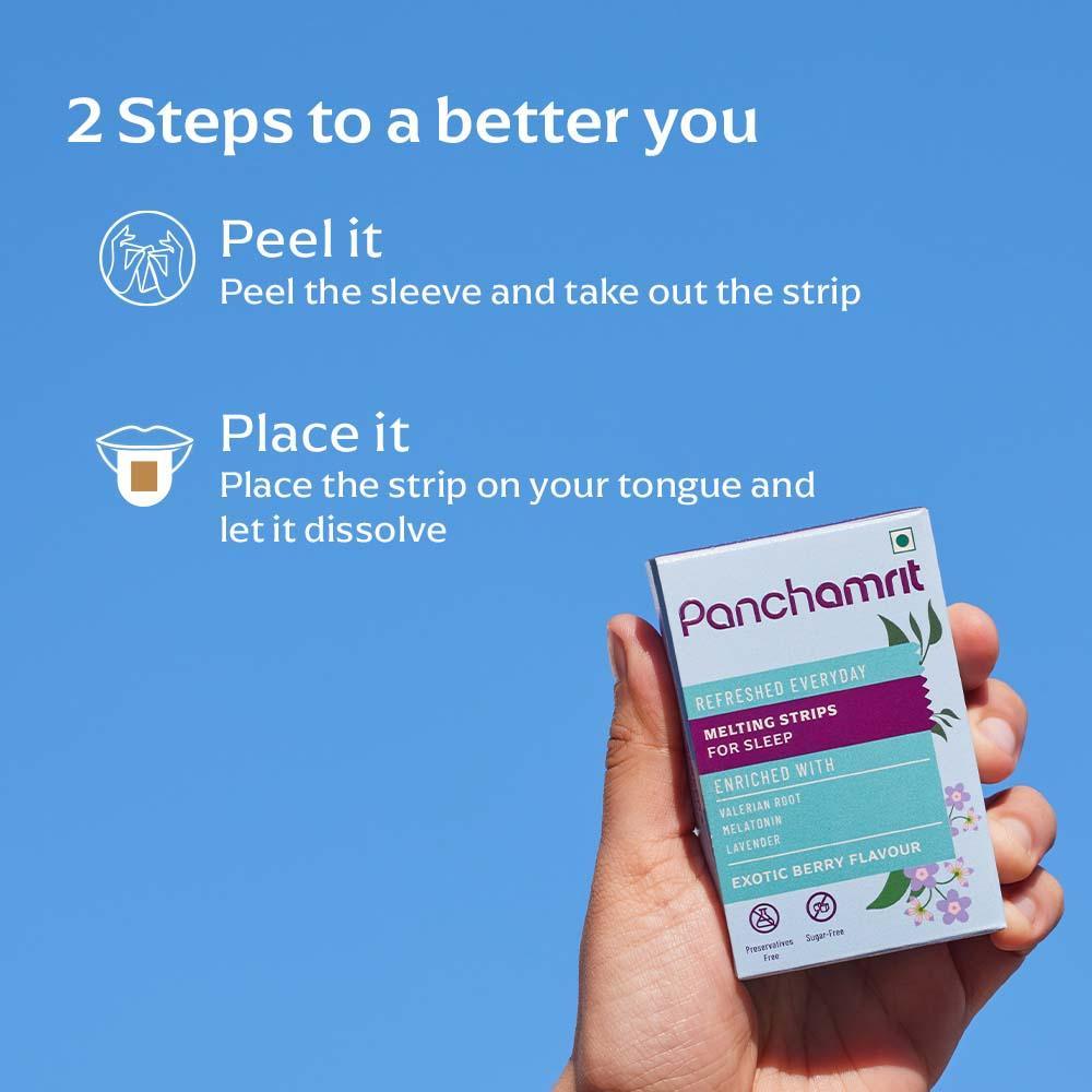 Panchamrit Melatonin-5mg Strip for Sleep with Ayurvedic Herbs| Natural Sleep Aid (30 Each) Exotic Berry Flavour