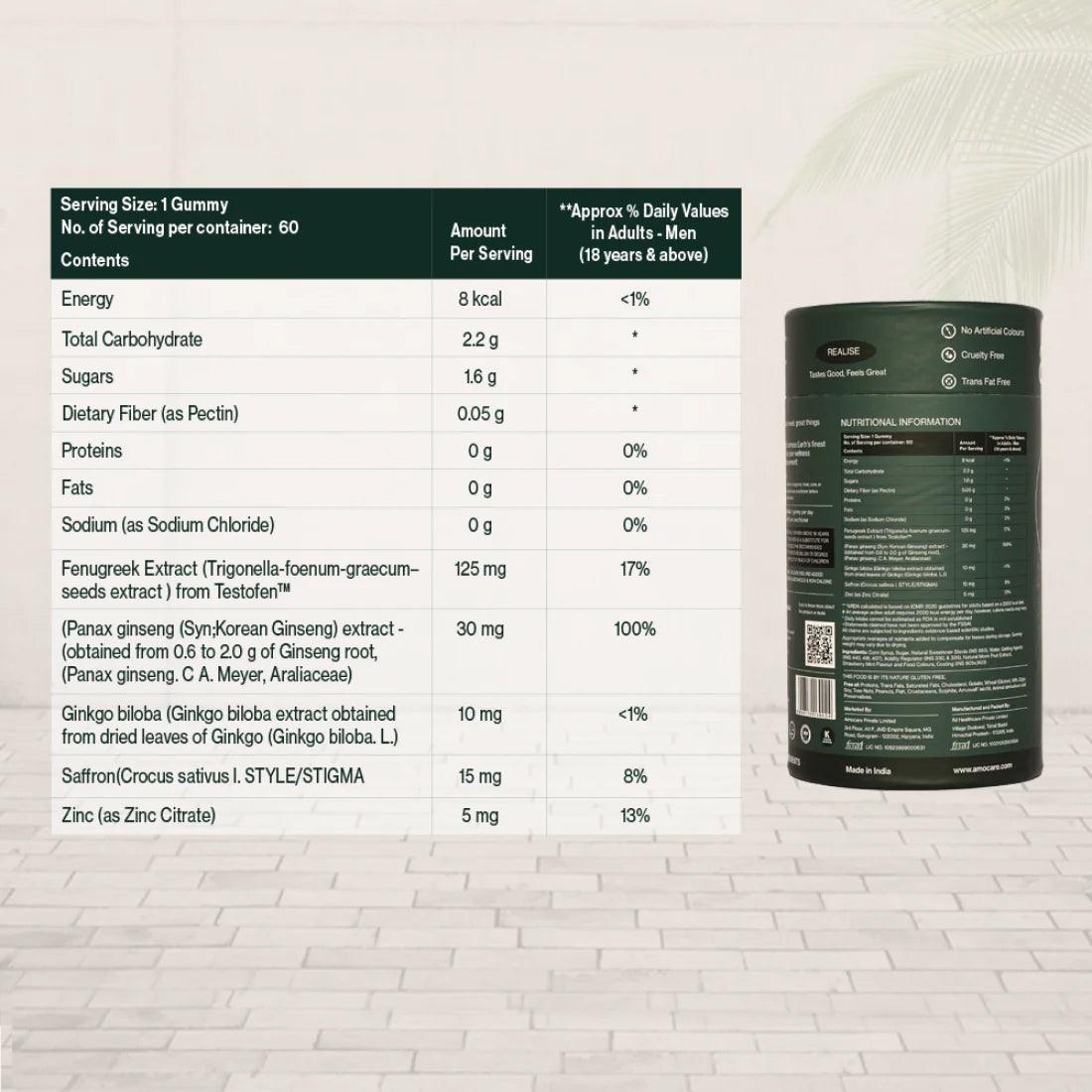 Amocare Pleasure Pulse Enhancer Gummies for Men - 60 Gummies