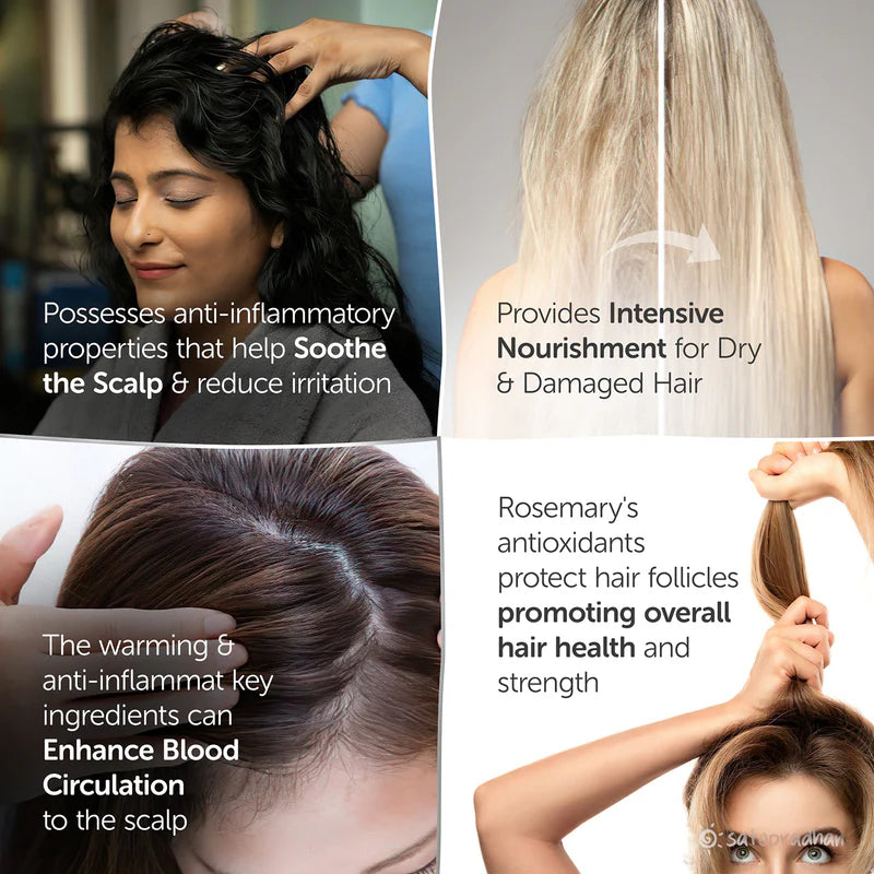 Satopradhan Herbal Hair Oil 200ml - Bakuchi, Kalonji & Organic Rosemary Oil For Hair Growth & Thickness | Hairfall Control Oil | Non-Sticky Oil For Premature Grey Hair - Plant-Based & Eco-friendly hair oil for Dry, Wavy & Curly Hair