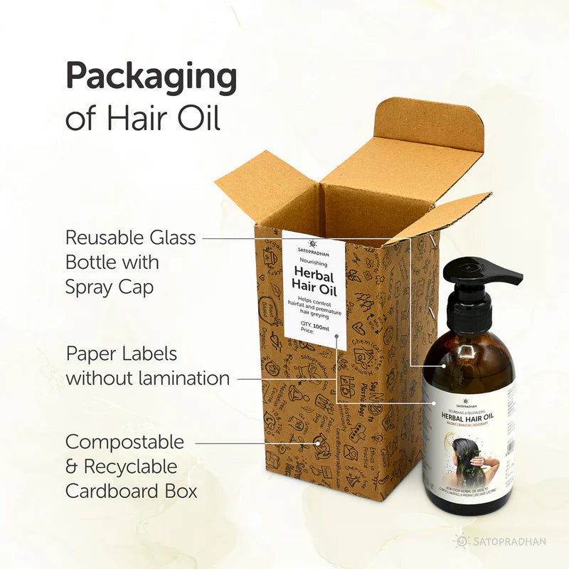 Satopradhan Herbal Hair Oil 200ml - Bakuchi, Kalonji & Organic Rosemary Oil For Hair Growth & Thickness | Hairfall Control Oil | Non-Sticky Oil For Premature Grey Hair - Plant-Based & Eco-friendly hair oil for Dry, Wavy & Curly Hair