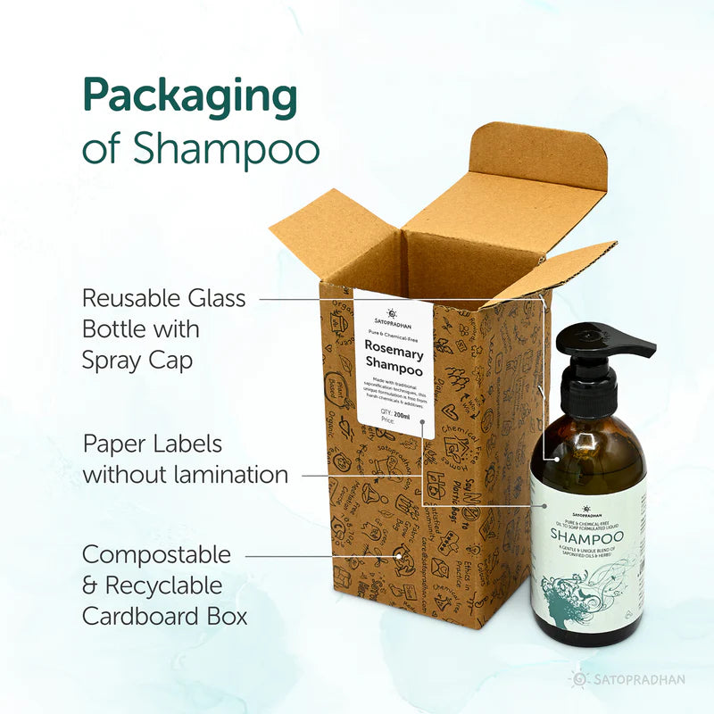 Satopradhan Saponified Rosemary Shampoo 200ml - Oil to Soap Formulated - Mild Natural Shampoo - Herbal, Vegan & Eco-friendly - For All Hair Types - Sulphate & Paraben-free Shampoo Liquid - Combats Dandruff & Hairfall - sodium lauryl sulfate free shampoo