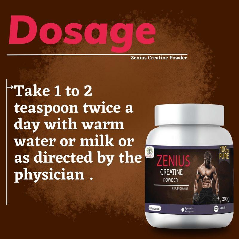 Zenius Creatine Powder - Creatine Powder for Muscles Gain and Creatine Monohydrate - 200gm Powder