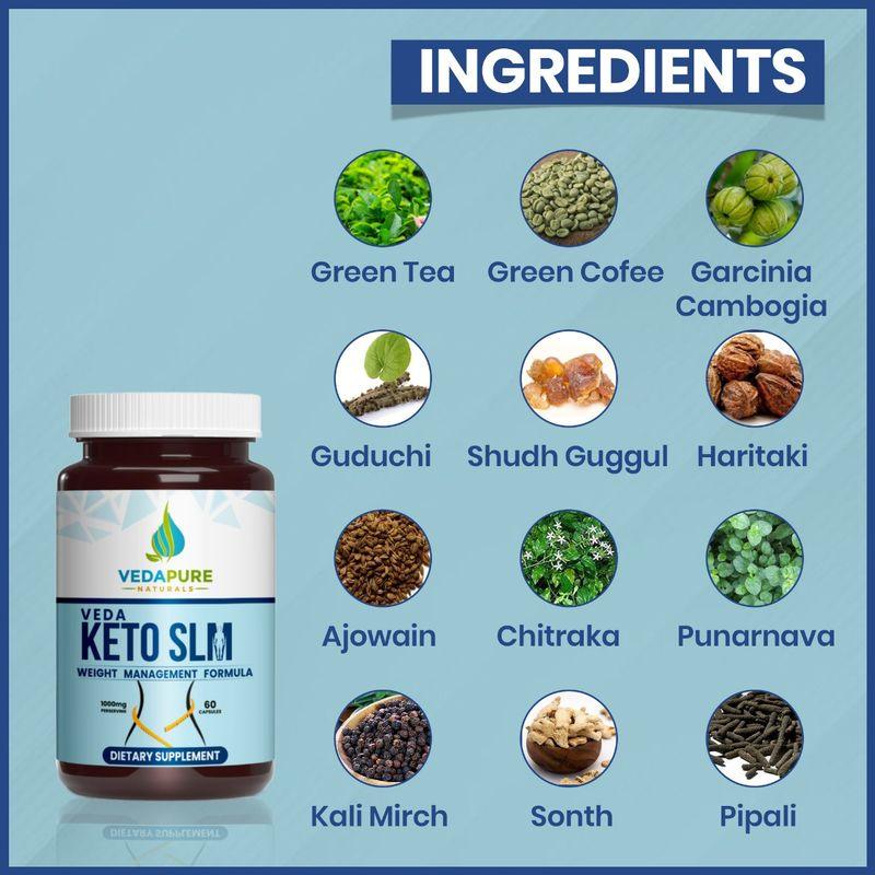 Vedapure Naturals Keto Slm Capsules Advanced Supports Metabolism Supplement - 60 Capsules