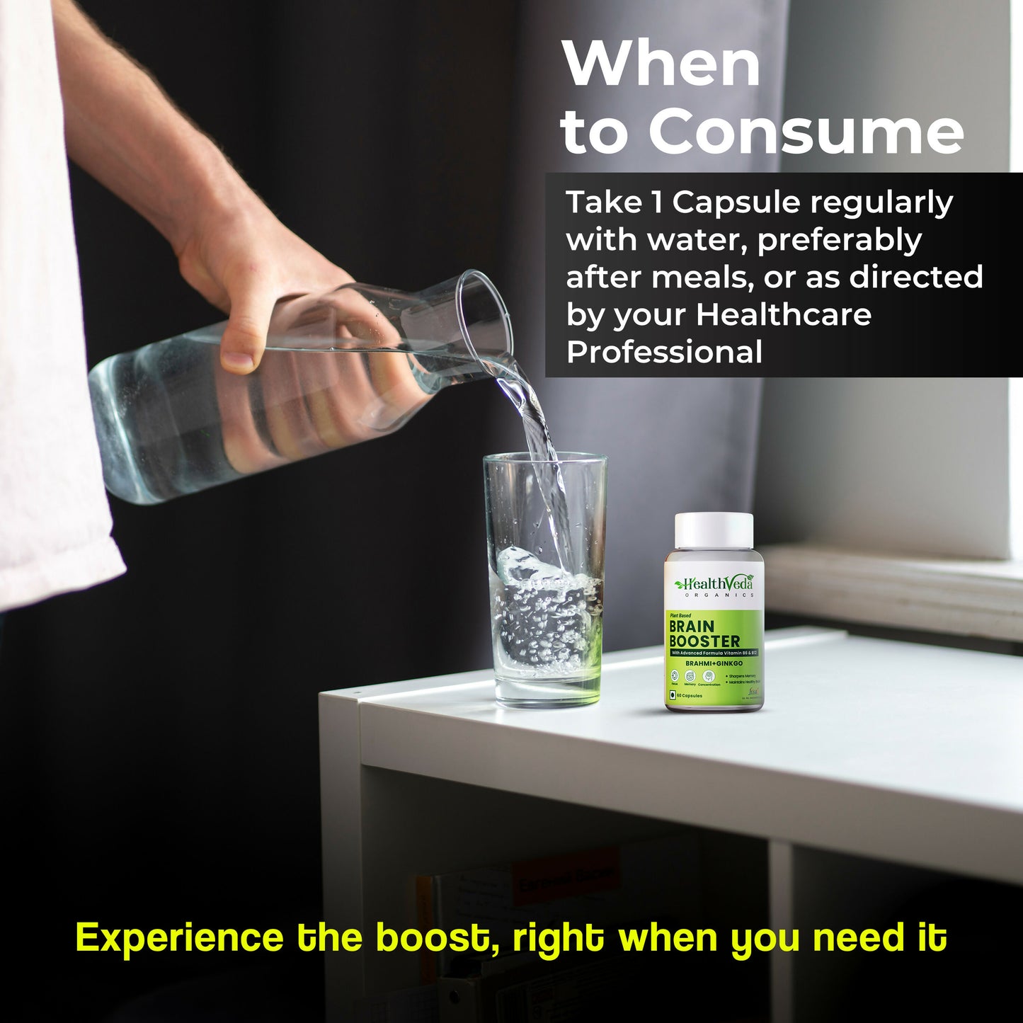 Health Veda Organics Brain Booster Capsule - 60 Capsules