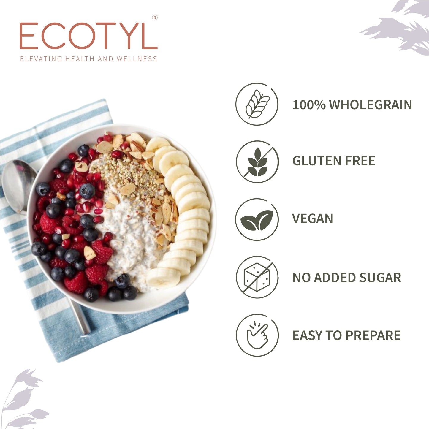 Ecotyl Rolled Oats | Gluten Free | Protein Rich | 500g
