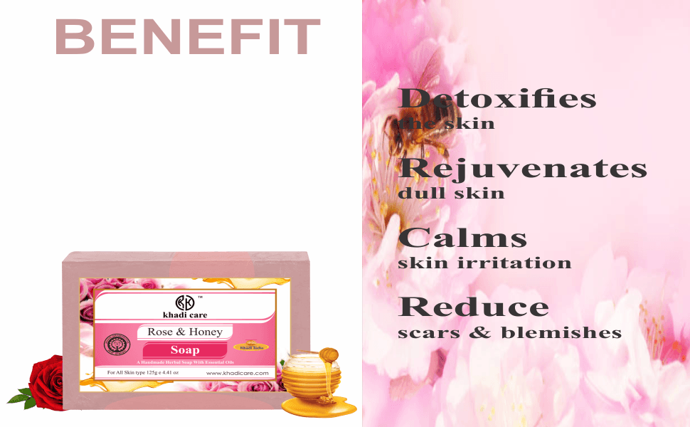 Khadi Care Herbal Rose & Honey Soap - 125g