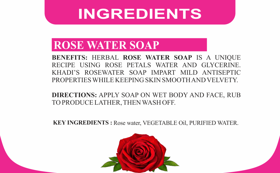 Khadi Care Herbal Rose Water Soap - 125g