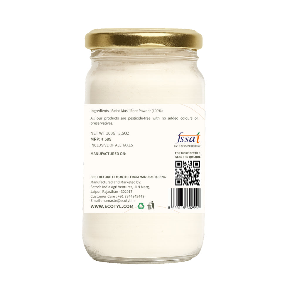 Ecotyl Safed Musli Powder | Boosts Stamina & Immunity | Ayurvedic Herb | 100g
