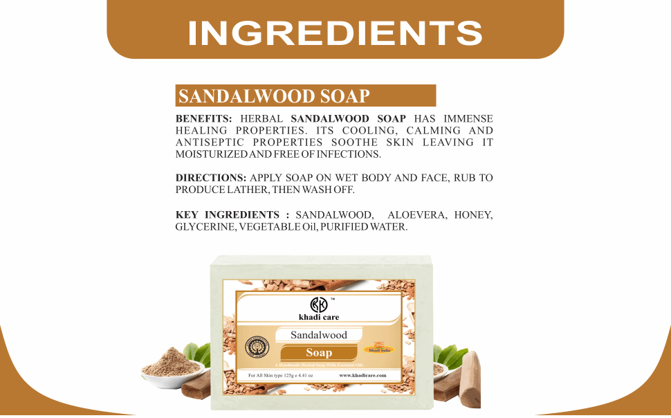 Khadi Care Herbal Sandalwood Soap - 125g