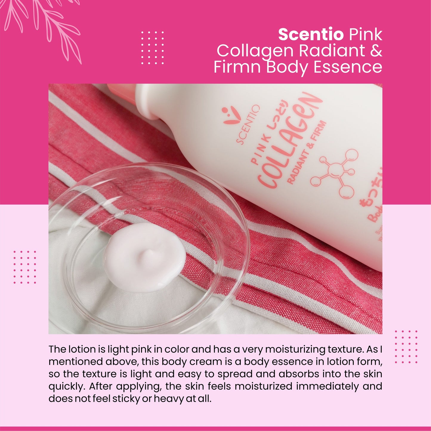 SCENTIO Pink COLLAGEN Body Essence 350ML – Radiant, Firm & Youthful Skin