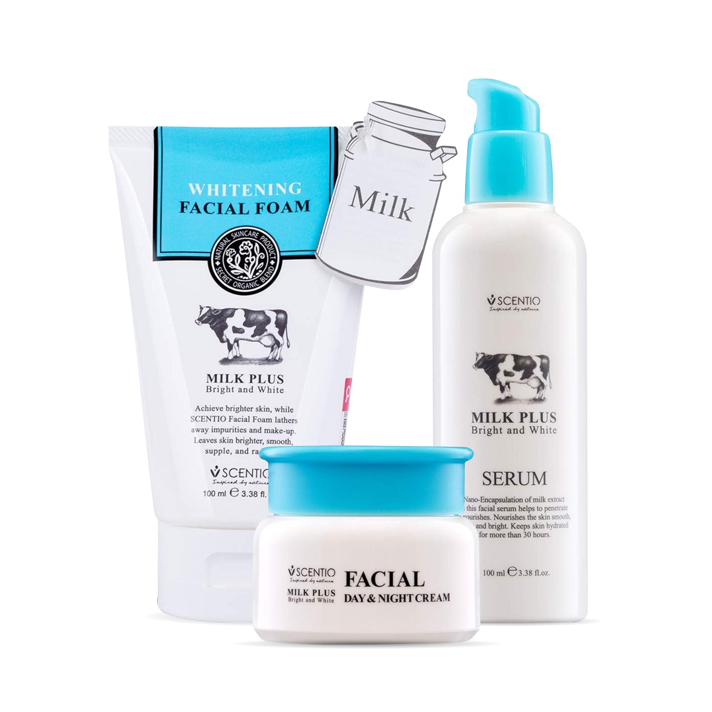 SCENTIO Whitening Milk Plus CTM Kit – Gentle Skincare for 20s | Brighten & Hydrate