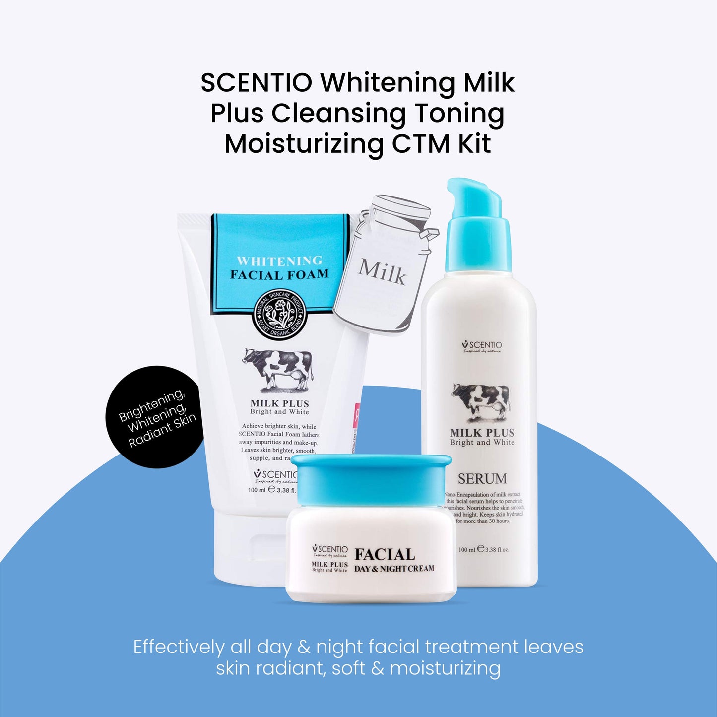 SCENTIO Whitening Milk Plus CTM Kit – Gentle Skincare for 20s | Brighten & Hydrate