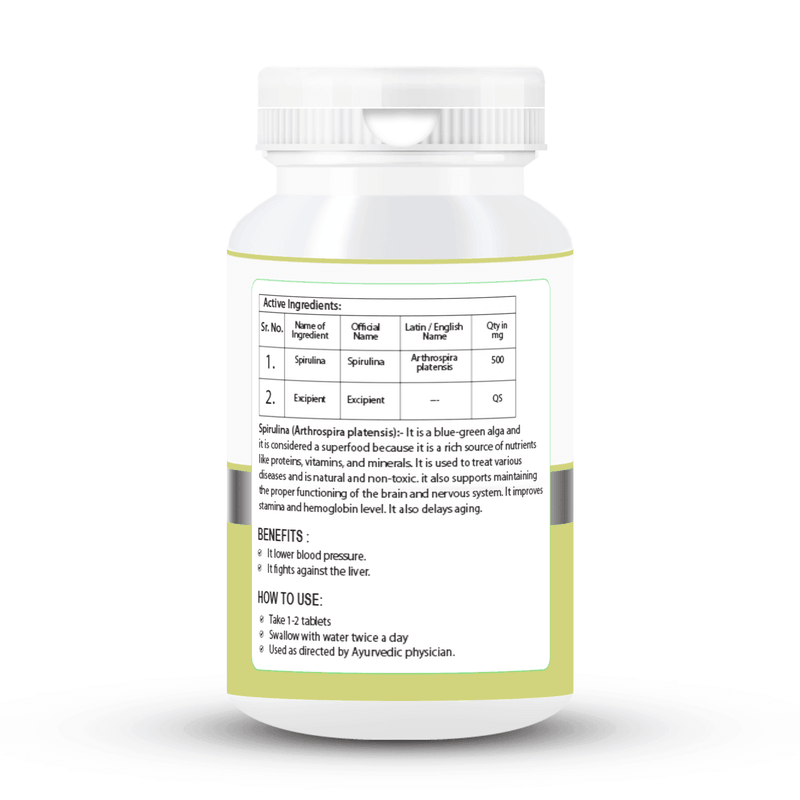 Zenius Spirulina Tablet - Nutrient-Rich Spirulina Tablets for Detoxification, Energy, and Immunity - 60 Tablets